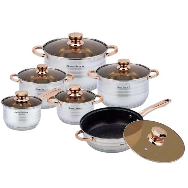 Nerūdijančio plieno puodu komplektas Messi Verona 6 vnt 12 dalių